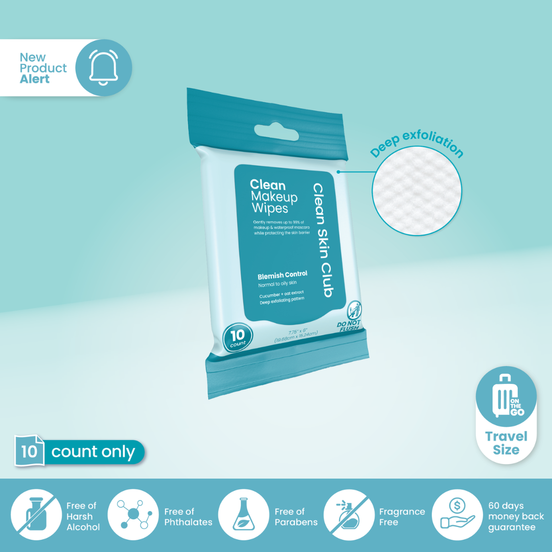 Clean Makeup Wipes Blemish Control Travel - 10ct