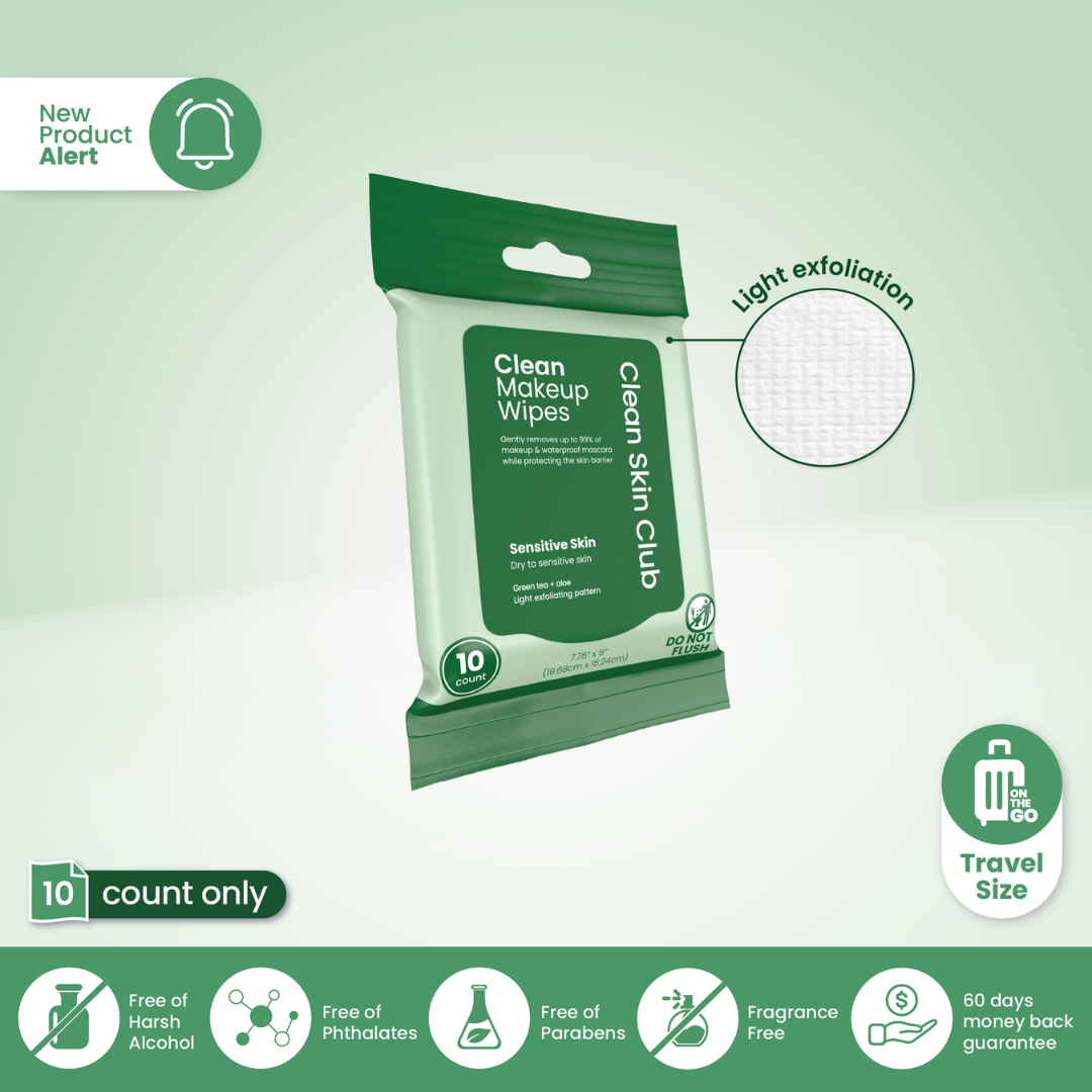 Clean Makeup Wipes Sensitive Skin Travel - 10ct