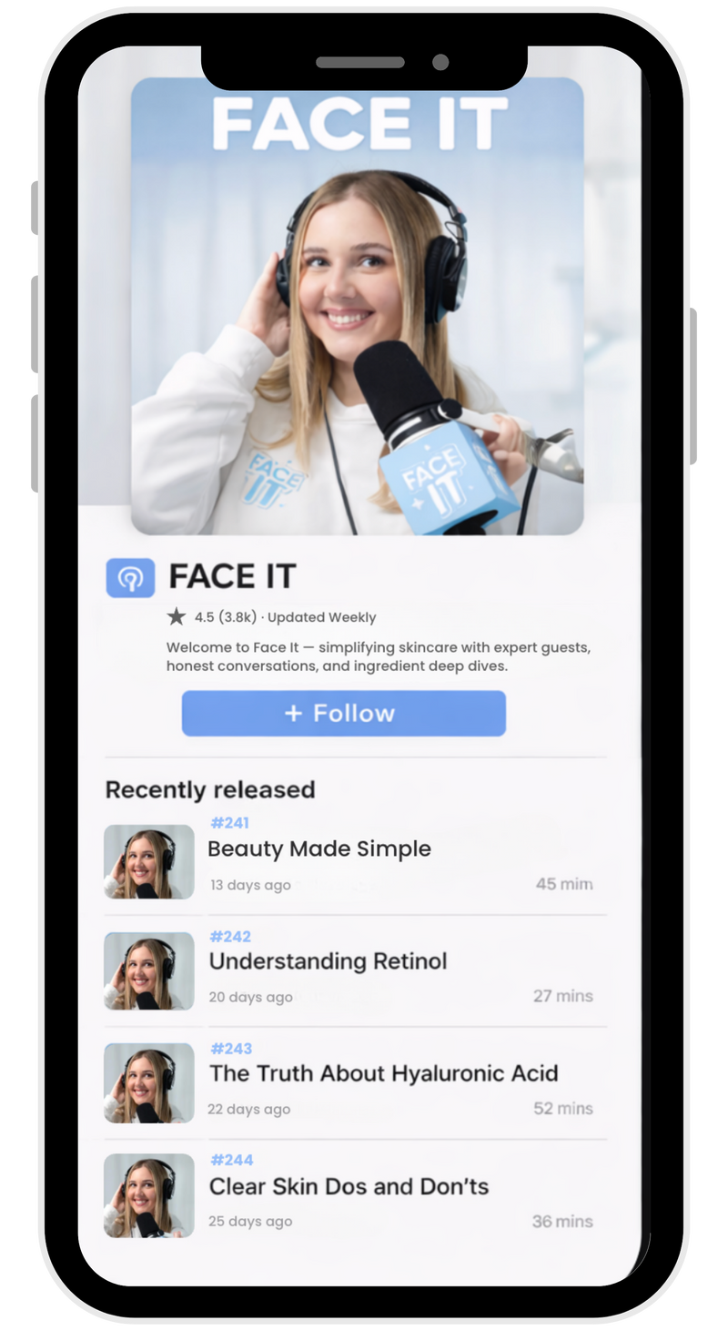 Face It podcast on phone