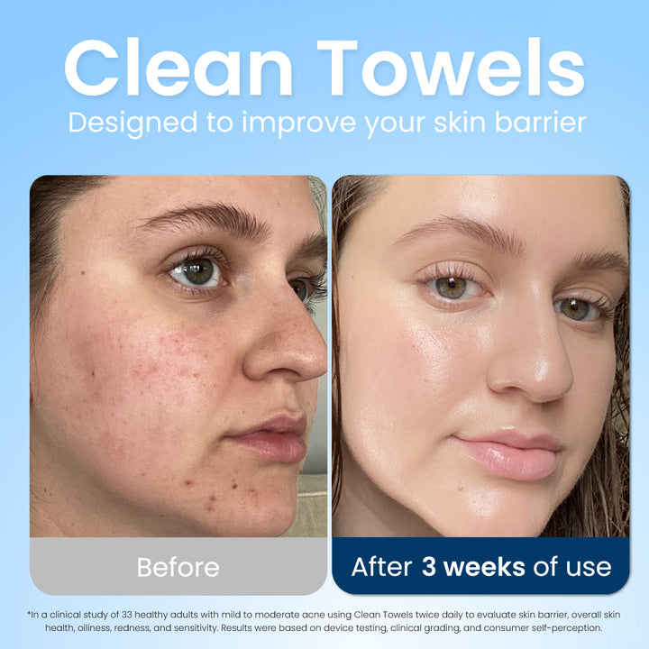 Clean Towel Original XL Before and After 3 Weeks - Designed to improve your skin barrier