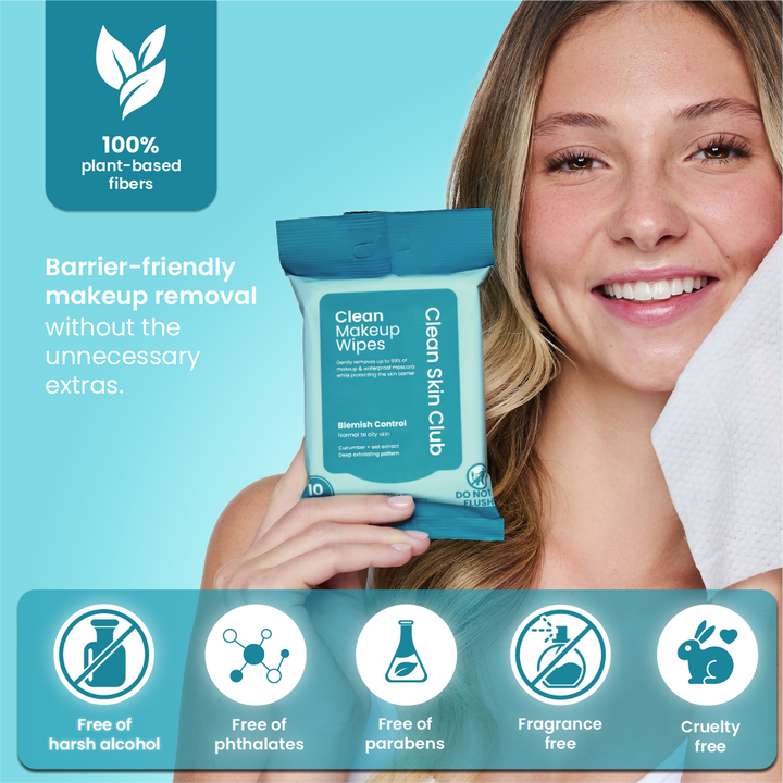 Clean Makeup Wipes Blemish Control Travel - 10ct